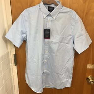 Charles Tyrwhitt cotton sky gingham shirt NWT size M short sleeve classic fit